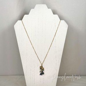 NWT Tazza Cluster Beads & Feather Golden Necklace